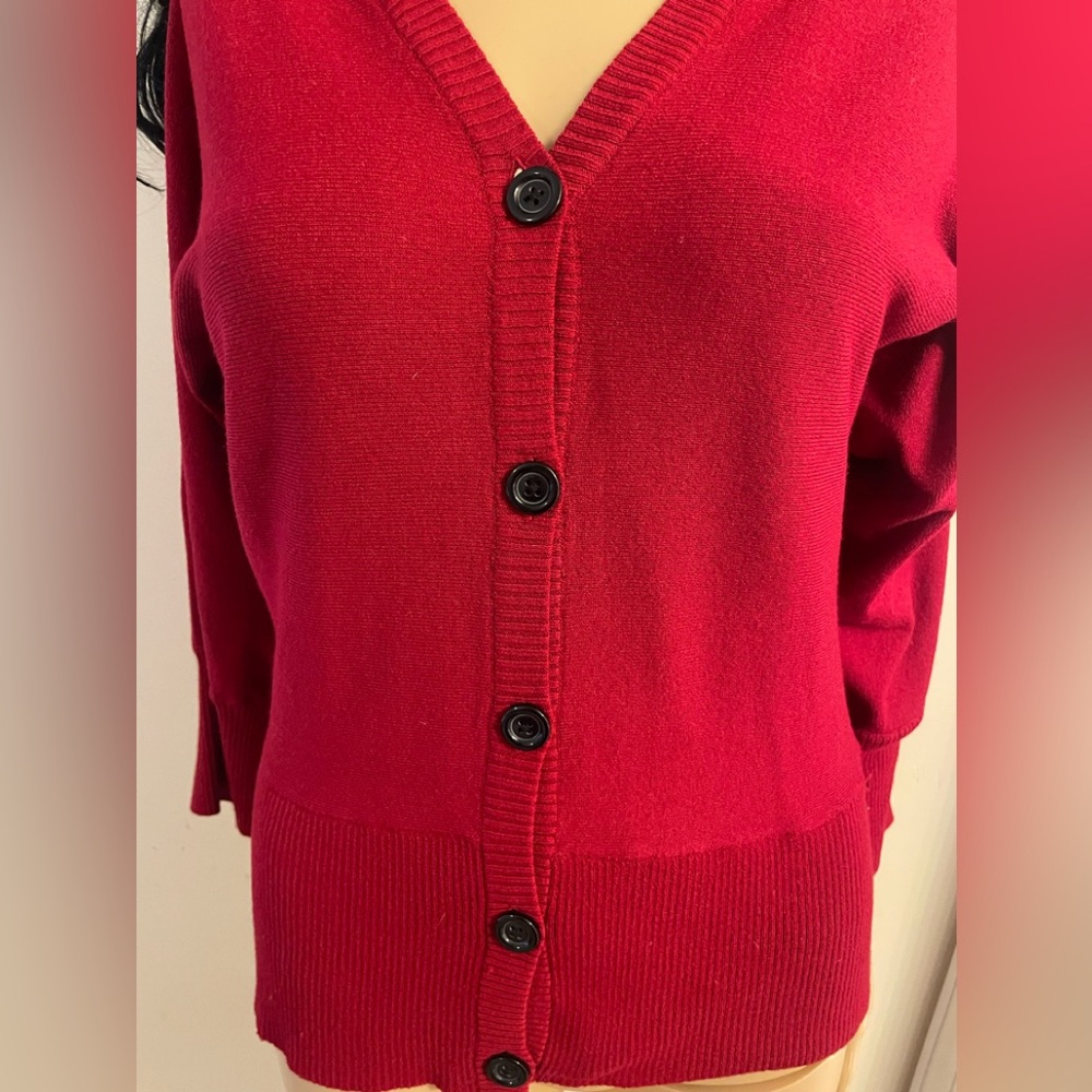 Anne Klein Tapered Scarlet Red Cardigan XS